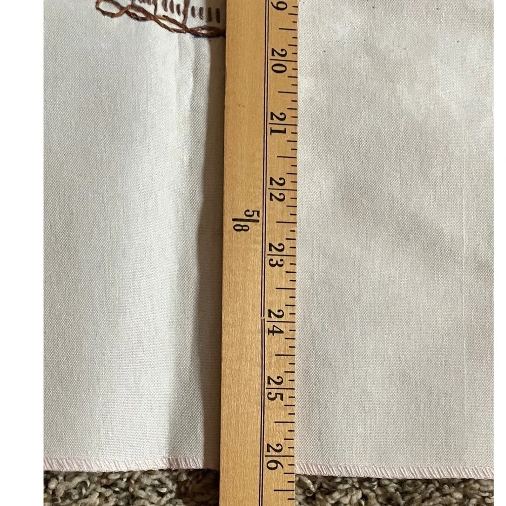 Vintage Square Hand Embroidered White‎ Cotton tablecloth Floral Basket Stains